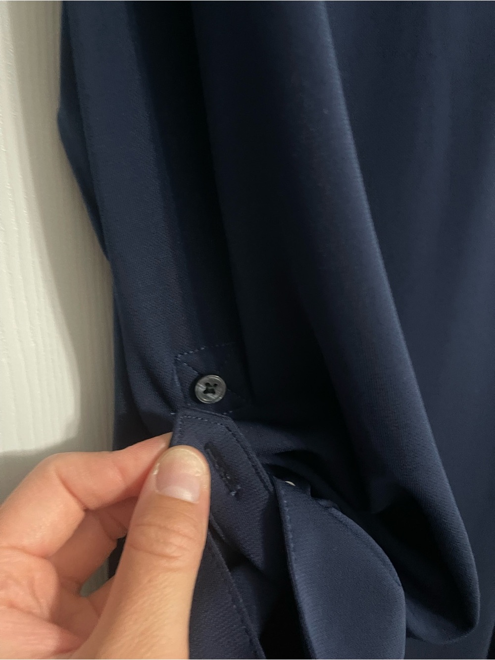 Women’s Lands' End Navy Long-Sleeve Button Dress - Picture 5 of 8